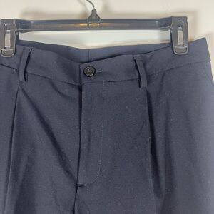 zara straight leg navy pants with darts belt loops button NWT RN77302 size 30